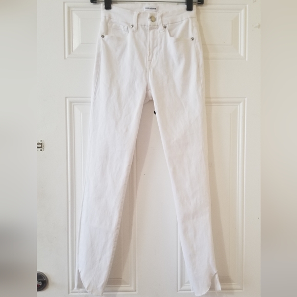 Good American Good Leg Crop High Rise White Cascade Hem Size 25 - Picture 2 of 16